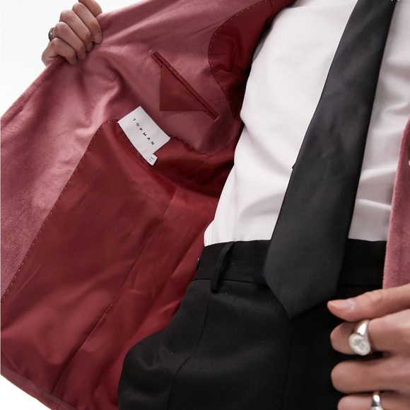 NWT Topman Slim Fit Pink Velvet Blazer - Picture 4 of 5